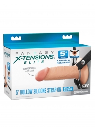 Телесный пустотелый фаллопротез 5’’ Hollow Silicone Strap-On - 14 см. - Pipedream - купить с доставкой в Мурманске