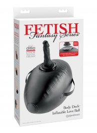 Черный надувной мяч с платформой для фиксации дилдо Body Dock Inflatable Love Ball - Pipedream - купить с доставкой в Мурманске