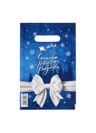 Сине-белый подарочный новогодний пакет с вырубной ручкой (20х30 см) - Сима-Ленд - купить с доставкой в Мурманске