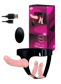 Женский страпон с 3 насадками и вибрацией - Erowoman-Eroman - купить с доставкой в Мурманске