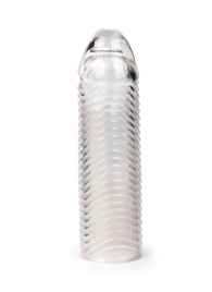 Прозрачная закрытая насадка на пенис с ребрышками - 16 см. - Sex Expert - в Мурманске купить с доставкой