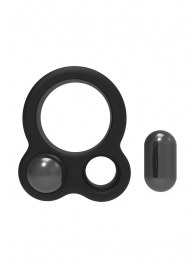 Черное эрекционное кольцо с утяжелителями Cockring Dual Weight - Dream Toys - в Мурманске купить с доставкой