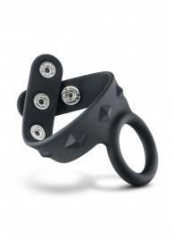 Черное эрекционное кольцо с подхватом мошонки на кнопках VS6 - Blush Novelties - в Мурманске купить с доставкой