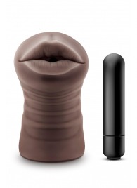 Коричневый мастурбатор-ротик Krystal Vibrating Masturbator - Blush Novelties - в Мурманске купить с доставкой