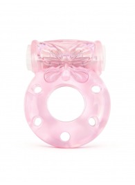 Розовое эрекционное виброкольцо с бабочкой - 1137 - в Мурманске купить с доставкой