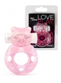 Розовое эрекционное виброкольцо в форме мишки - 1137 - в Мурманске купить с доставкой