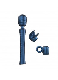 Синий вибромассажёр с насадками Man.wand Edgy - Manwan - в Мурманске купить с доставкой
