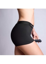 Черные трусики-боксеры для фиксации насадок Strap-on-me Harness Lingerie Allure - size M - Strap-on-me - купить с доставкой в Мурманске