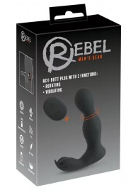 Черная анальная пробка с вибрацией, вращением и пультом ДУ RC Butt Plug with 2 Functions - Orion - в Мурманске купить с доставкой