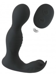 Черная анальная пробка с вибрацией, вращением и пультом ДУ RC Butt Plug with 2 Functions - Orion - в Мурманске купить с доставкой