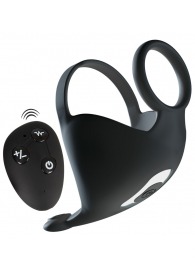 Черная вибронасадка для эрекции и стимуляции мошонки Cock ring with RC ball massager - Orion - в Мурманске купить с доставкой