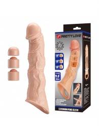 Телесный фаллоудлинитель с 3 вставками - 28 см. - Baile - в Мурманске купить с доставкой
