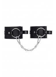 Черные оковы из толстой кожи с люверсами - Pecado - купить с доставкой в Мурманске