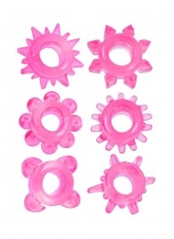 Набор из 6 розовых эрекционных колец с различным рельефом - Erowoman-Eroman - в Мурманске купить с доставкой