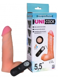 Фаллическая насадка Харнесс UNICOCK 5,5  с вибрацией - 17 см. - LOVETOY (А-Полимер) - купить с доставкой в Мурманске