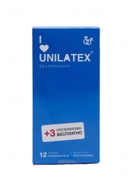 Классические презервативы Unilatex Natural Plain - 12 шт. + 3 шт. в подарок - Unilatex - купить с доставкой в Мурманске