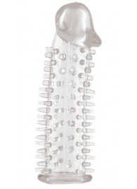 Прозрачная насадка на половой член с закрытой головкой и шипами - 12,5 см. - Toyfa Basic - в Мурманске купить с доставкой