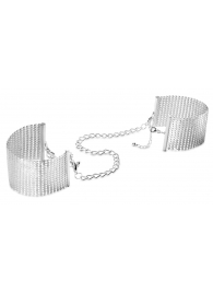 Серебристые наручники-браслеты Desir Metallique Handcuffs - Bijoux Indiscrets - купить с доставкой в Мурманске