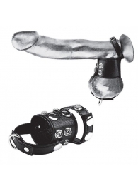 Утяжка на пенис и мошонку Cock Ring With 1.5  Ball Stretcher And Optional Weight Ring - BlueLine - купить с доставкой в Мурманске