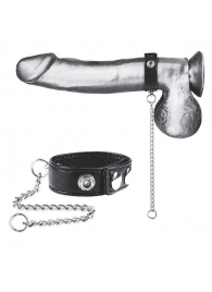 Утяжка на пенис с поводком Snap Cock Ring With 12  Leash - BlueLine - купить с доставкой в Мурманске