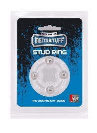 Эрекционное кольцо с 4 бусинами MENZSTUFF STUD RING CLEAR - Dream Toys - в Мурманске купить с доставкой