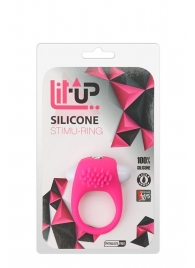 Розовое эрекционное кольцо с щеточкой LIT-UP SILICONE STIMU RING 5 - Dream Toys - в Мурманске купить с доставкой