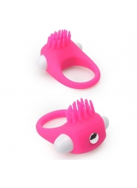 Розовое эрекционное кольцо с щеточкой LIT-UP SILICONE STIMU RING 5 - Dream Toys - в Мурманске купить с доставкой