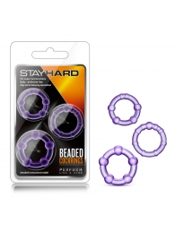 Набор из 3 фиолетовых эрекционных колец Stay Hard Beaded Cockrings - Blush Novelties - в Мурманске купить с доставкой