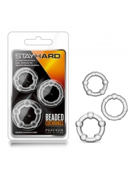 Набор из 3 прозрачных эрекционных колец Stay Hard Beaded Cockrings - Blush Novelties - в Мурманске купить с доставкой