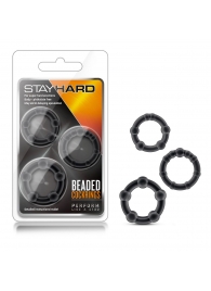 Набор из 3 чёрных эрекционных колец Stay Hard Beaded Cockrings - Blush Novelties - в Мурманске купить с доставкой