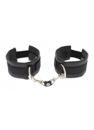 Чёрные полиуретановые наручники Luxurious Handcuffs - Blush Novelties - купить с доставкой в Мурманске