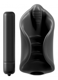 Чёрный мастурбатор Vibrating Silicone Stimulator с вибрацией - Pipedream - в Мурманске купить с доставкой