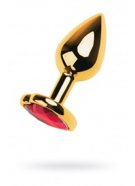 Золотистая анальная пробка с кристаллом-сердцем - 7,5 см. - ToyFa - купить с доставкой в Мурманске