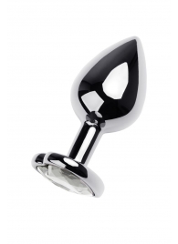 Серебристая анальная пробка с прозрачным кристаллом-сердцем - 8 см. - ToyFa - купить с доставкой в Мурманске