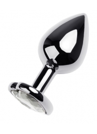 Серебристая анальная пробка с прозрачным кристаллом-сердцем - 8 см. - ToyFa - купить с доставкой в Мурманске