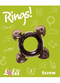 Чёрное эрекционное кольцо Rings Screw - Lola Games - в Мурманске купить с доставкой