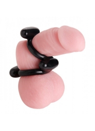 Двойное эрекционное кольцо Dual Stretch To Fit Cock and Ball Ring - XR Brands - в Мурманске купить с доставкой