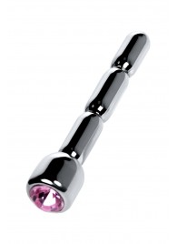 Серебристый уретральный плаг со стразом - 7 см. - ToyFa - купить с доставкой в Мурманске