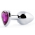 Серебристая анальная пробка с фиолетовым кристаллом-сердечком - 8 см. - Anal Jewelry Plug - купить с доставкой в Мурманске