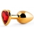 Золотистая анальная пробка с красным стразом-сердечком - 8 см. - Anal Jewelry Plug - купить с доставкой в Мурманске