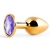 Золотистая анальная пробка с фиолетовым стразом - 7,2 см. - Anal Jewelry Plug - купить с доставкой в Мурманске