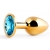 Золотистая анальная пробка с голубым стразом - 7,2 см. - Anal Jewelry Plug - купить с доставкой в Мурманске