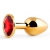 Золотистая анальная пробка с красным стразом - 7,2 см. - Anal Jewelry Plug - купить с доставкой в Мурманске
