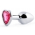 Серебристая анальная пробка с розовым кристаллом-сердечком - 7 см. - Anal Jewelry Plug - купить с доставкой в Мурманске