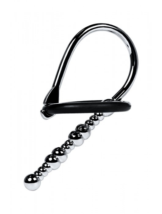 Серебристый уретральный плаг-бусины TOYFA Metal с мягким фиксириющим кольцом - ToyFa - купить с доставкой в Мурманске