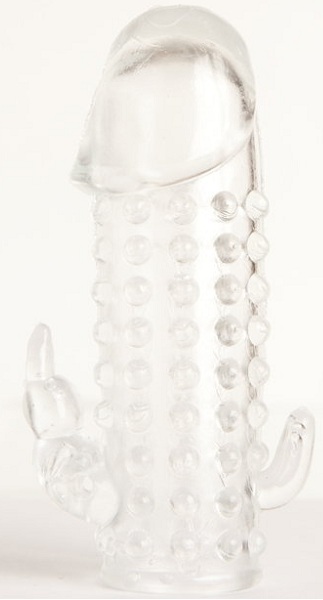 Гелевая прозрачная насадка с 2 отростками - 13 см. - Toyfa Basic - в Мурманске купить с доставкой