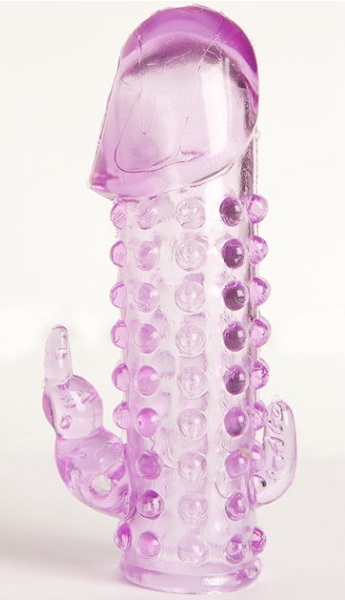 Закрытая фиолетовая насадка с 2 отростками - 13 см. - Toyfa Basic - в Мурманске купить с доставкой