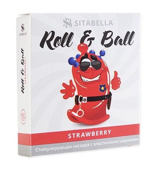 Стимулирующий презерватив-насадка Roll   Ball Strawberry - Sitabella - купить с доставкой в Мурманске