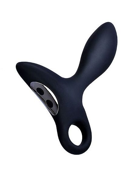 Черный силиконовый анальный вибромассажер Erokey с колечком-ограничителем - Erokay - в Мурманске купить с доставкой