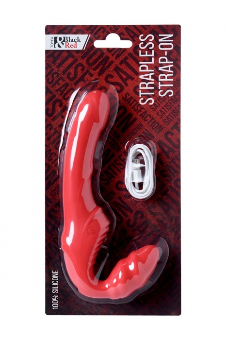 Красный безремневой страпон с вибрацией - ToyFa - купить с доставкой в Мурманске
